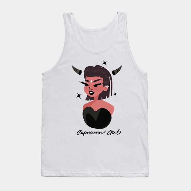 Capricorn Girl Zodiac Sign Astrology Tank Top by Science Puns